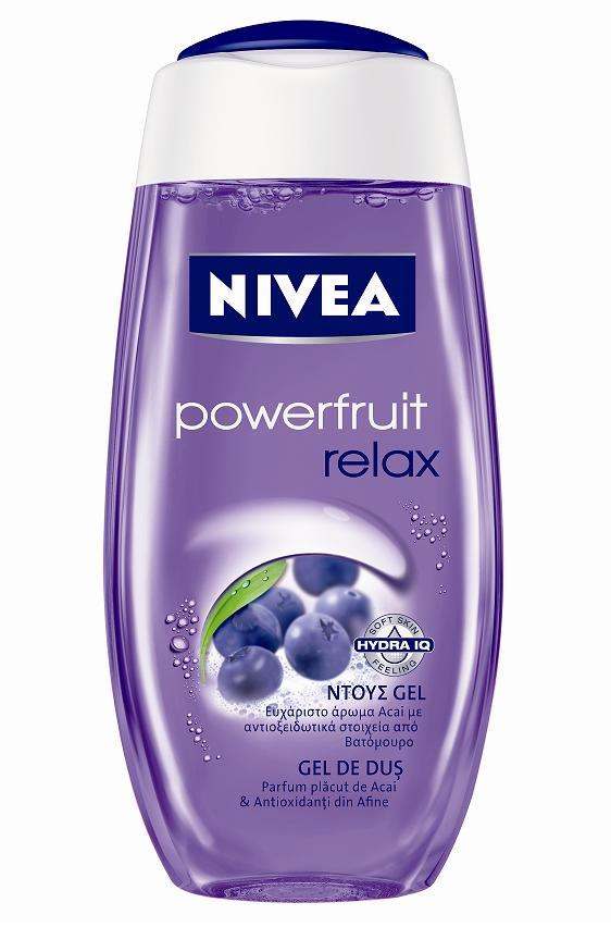 Noul gel de dus NIVEA Powerfruit Relax si balsamul de buze NIVEA Lip Care Vitamin Shake Acai & Wild Apple