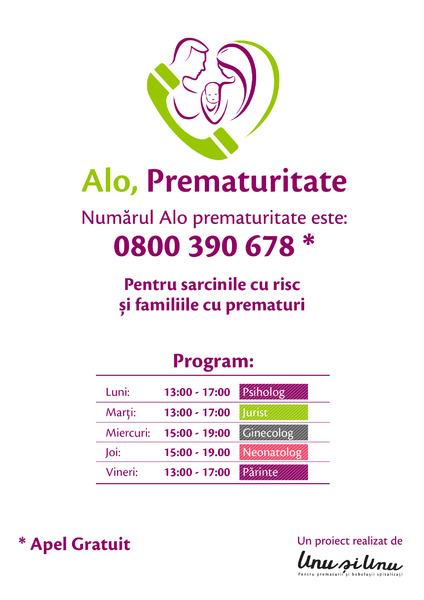 Alo Prematuritate - 0800 390 678 - prima linie gratuita din Romania pentru preventie si suport in prematuritate