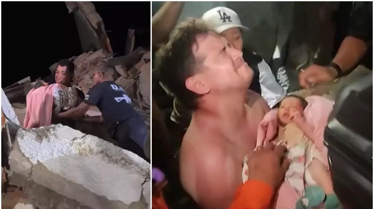 Bebelus de doar 18 zile, salvat dintre ruine la 32 de ore dupa cutremurele din Venezuela. Momentul emotionant a fost surprins de camere