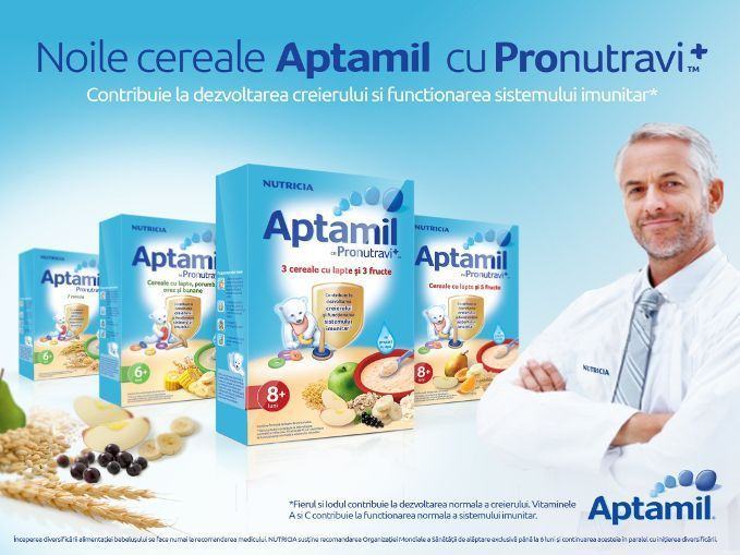 Cerealele Aptamil cu Pronutravi+ contribuie la dezvoltarea creierului si functionarea sistemului imunitar