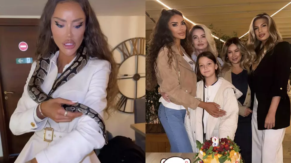 Fiica Biancai Dragusanu, cu un sarpe in brate de ziua ei. Mama i-a indeplinit dorinta: 