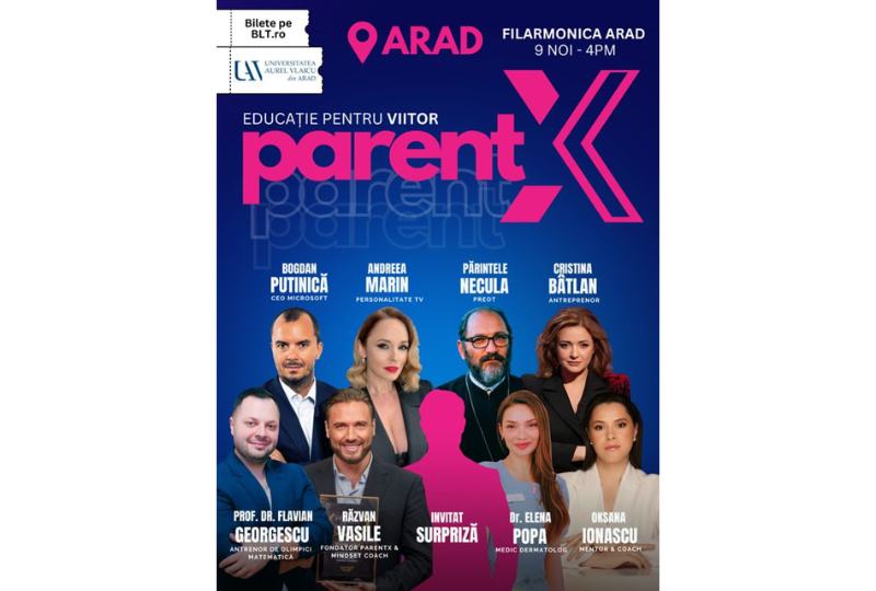 PARENTX ajunge la Arad pe 9 noiembrie, in parteneriat cu Universitatea Aurel Vlaicu din Arad