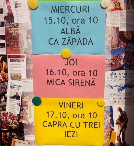 Program Spectacole, Teatrul Tandarica, octombrie 2014