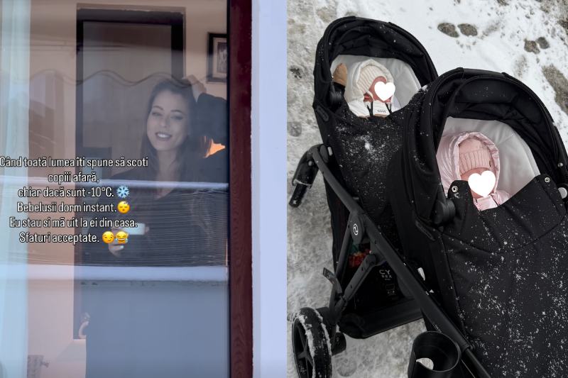 Roxana Nemes isi lasa gemenii sa doarma afara, la -10 grade: „Bebelusii dorm instant. Eu stau si ma uit la ei din casa”