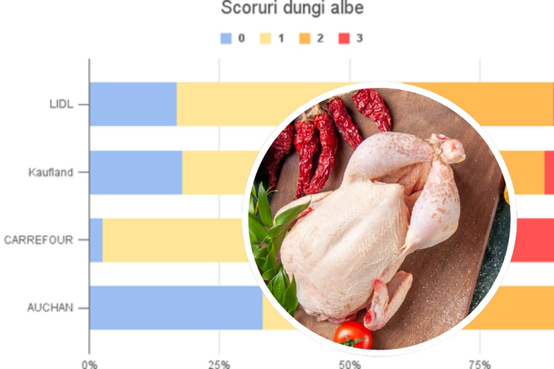 Raport de investigatie: Puii comercializati in majoritatea supermarketurilor din Romania prezinta afectiunea dungilor albe