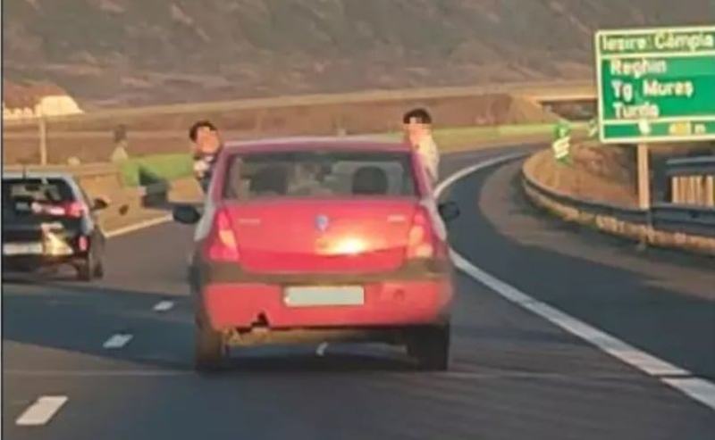 Copii surprinsi cu capul pe geam pe autostrada A3. Decizia neasteptata a politiei