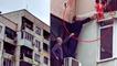 Baietel de 3 ani, surprins pe exteriorul unui balcon de la etajul 8, salvat in ultima clipa de un politist | VIDEO