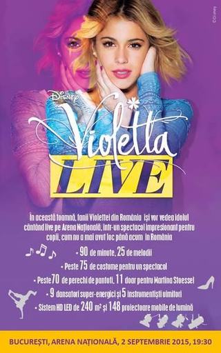Concert: Violetta live la Arena Nationala din Bucuresti, pe 2 septembrie 2015