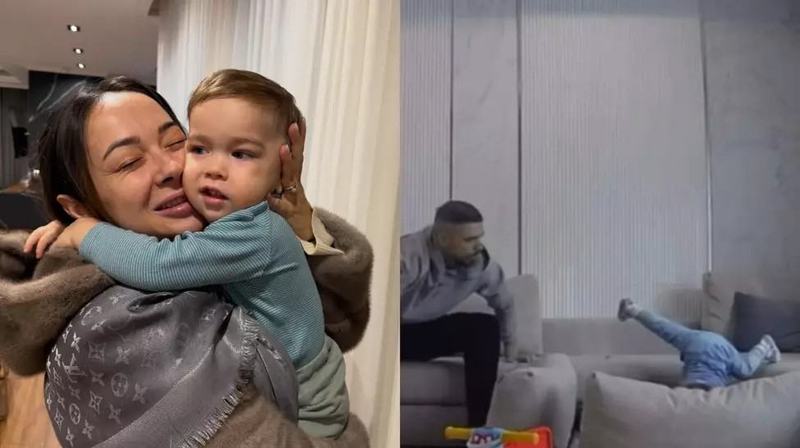 Moment viral in familia Vladutei Lupau. Baietelul cel mic a cazut de pe canapea, iar clipul a strans peste un milion de vizualizari