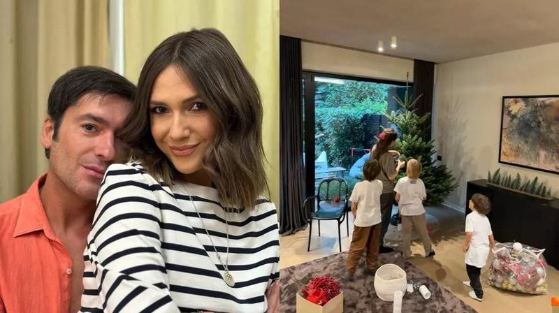 Cum arata bradul de Craciun impodobit de Adela Popescu impreuna cu cei trei copii. Imagini din casa artistei