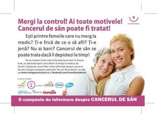 Mergi la control! Ai toate motivele! Cancerul de san poate fi tratat!