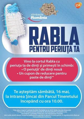 Bucurestenii primesc gratuit periute de dinti noi, in schimbul celor uzate, sambata, 16 mai 2015