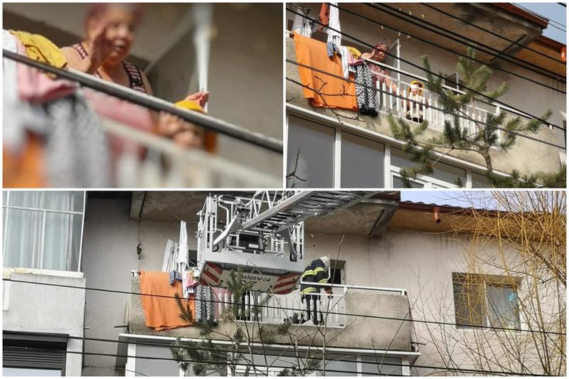 Un baietel in varsta de 3 ani si-a inchis bunica pe balcon. Pompierii au fost primiti cu aplauze de micut